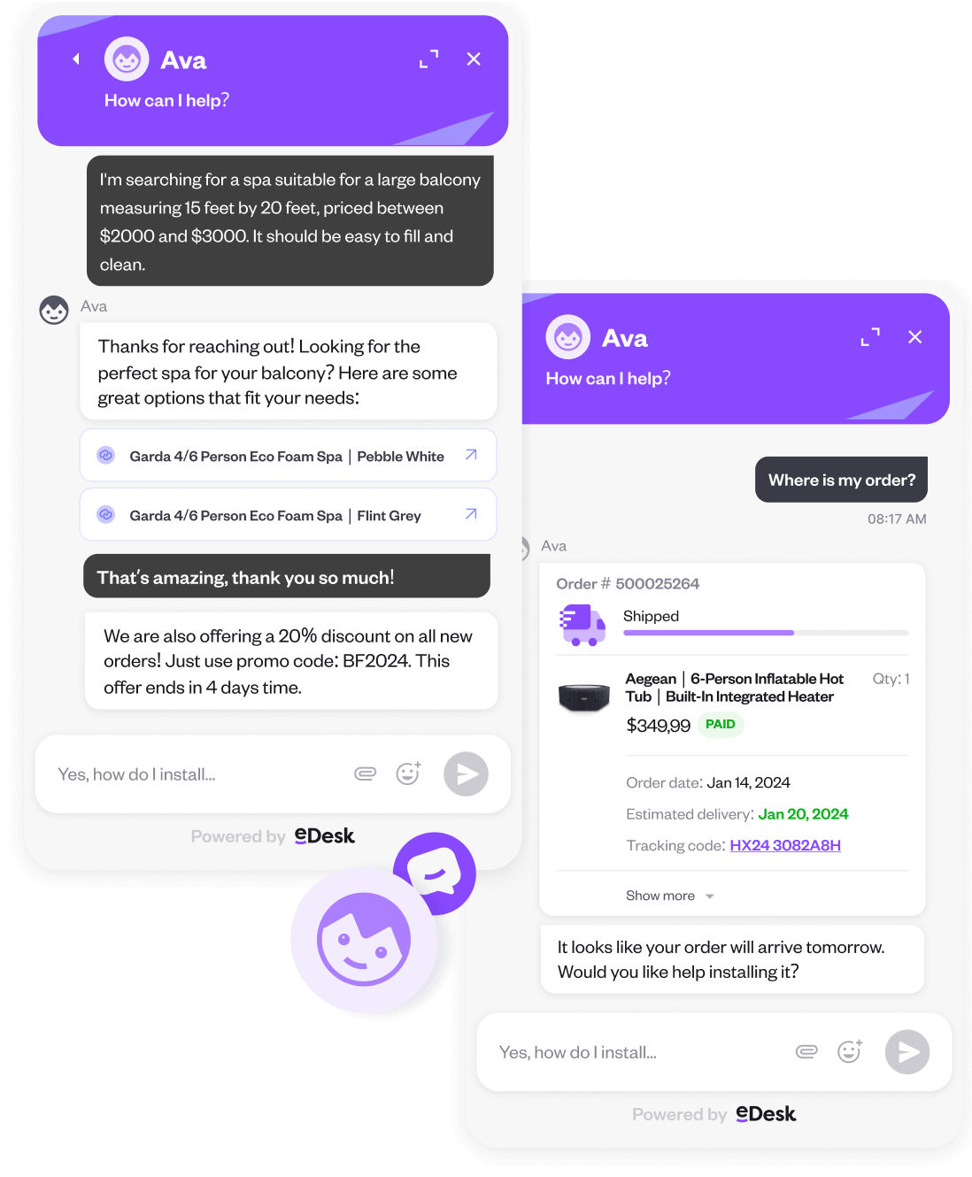 See Ava AI chatbot in action